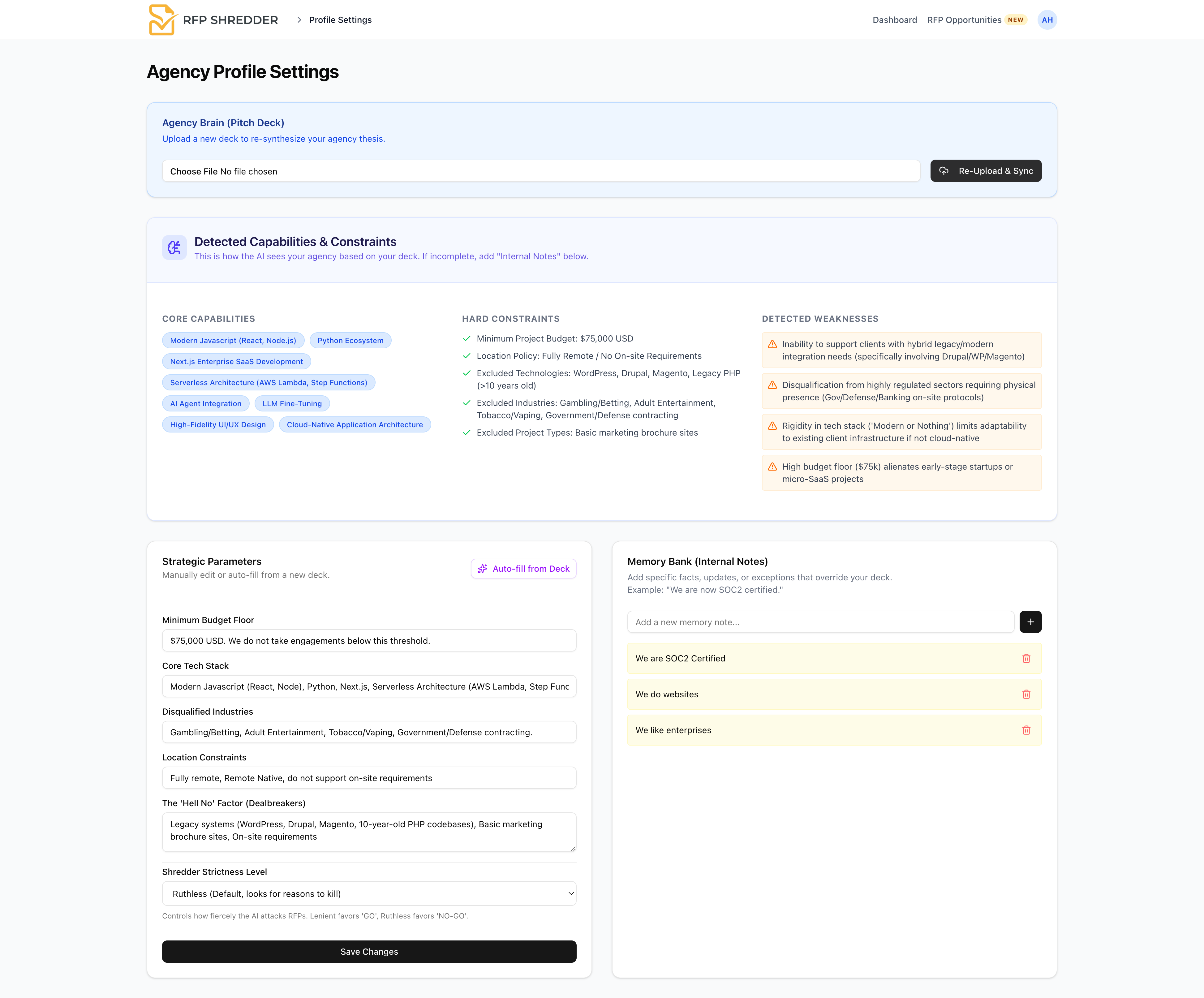 Agency Profile Screenshot